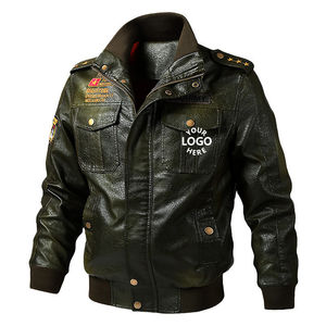 Chaqueta Bomber de cuero PU de alta calidad para hombre, bordado personalizado, impermeable, para exteriores, para motocicleta, ligera, para invierno, superventas, con bolsillo - Product Image 3