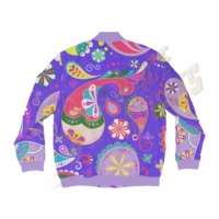Blouson bomber pour homme, imprimé paisley violet, fermeture éclair, décontracté, grande taille, coupe classique, 100% polyester, col rabattu