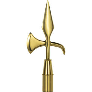 Adorno de latón dorado para mástil de bandera con forma de hacha de batalla, para exhibición en interiores, para mástiles de bandera de 1 pulgada de diámetro, para desfiles y como remate de mástil. - Product Image 4