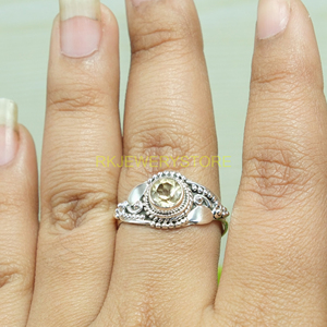 Bague en citrine, bague en argent sterling 925, bague en pierre jaune, bague en pierre précieuse, design fait à la main, bague de fiançailles, cadeau de Noël - Product Image 2