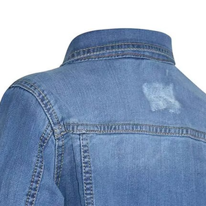 แจ็กเก็ตยีนส์ผ้าฝ้าย100% สำหรับผู้หญิงแจ็กเก็ตแฟชั่นลำลองแบบกำหนดเองพิมพ์ลายเสือดาวและมีเพชรชายเสื้อ - Product Image 6