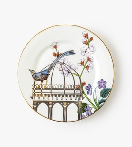 Élégant support à gâteau à 2 niveaux en métal avec poignée en métal argenté, plateau à gâteau en porcelaine à motif floral d'oiseaux pour un service de thé de luxe, cadeau - Product Image 4
