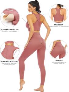 Ensemble de fitness pour femmes de qualité supérieure personnalisé, vêtements de sport extensibles, vente en gros OEM, leggings de yoga à taille haute élastique - Product Image 4