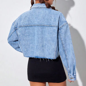 Chaqueta Vaquera de Algodón Holgada para Mujer, con Bordado, Manga Larga, Cierre de Botones, Estilo Casual y Moderno para Mujeres Jóvenes - Product Image 2