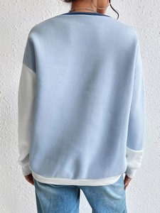 Venta al por mayor de las mujeres de color sólido pulóver sudadera de algodón polar manga larga Streetwear Casual Tops - Product Image 3