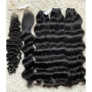 Extensiones de cabello natural virgen alineado con cutícula Paquetes de cabello crudo vietnamita de onda profunda suelta Proveedor de confianza Color natural - Product Image 3