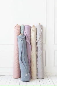 Venta al por mayor 100% tela de lino orgánico Extra ancho 115 '' / 292 cm teñido liso para niñas niños vestidos sofá cojín ropa de cama tejida - Product Image 6