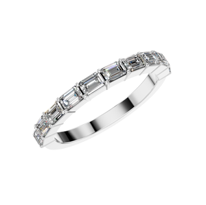 Plata de Ley 925 chapada en rodio VVS D Moissanite Emerald Cut Half Eternity Band Joyería fina para mujeres Boda OEM ODM India - Product Image 1