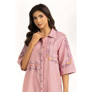 Ensemble décontracté brodé Dobby IPST-44809-B pour femme, haut à manches courtes et jupe au-dessus du genou, taille XS/XS, pour le printemps/été - Product Image 2