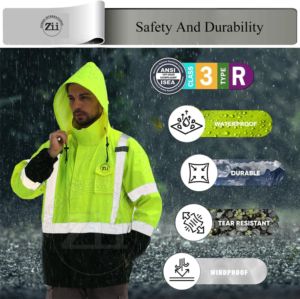 Hi Vis <b>Reflective</b> Anti-Static Flame-Retardant Winter Workwear Jacket Breathable Cotton Fleece <b>Safety</b> <b>Clothing</b> ANSI Class 1 LED - Product Image 3