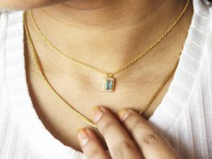 Collier octogone en topaze bleue: pendentif en argent sterling avec pierres précieuses, pierre de naissance de décembre - Product Image 6