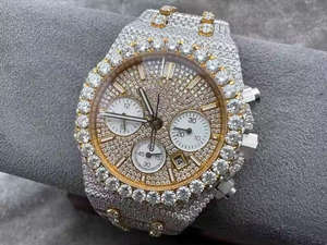 Montre Tourbillon en Acier Inoxydable de Luxe Personnalisée de Qualité Privée 45mm VVS Diamant Complet Glace Moissanite Analogique - Product Image 2