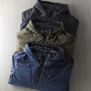 Veste à capuche à demi-fermeture éclair pour hommes coupe-vent imperméable Athleisure Puffer Style Automne Hiver Tissu tissé avec impression en relief solide - Product Image 5