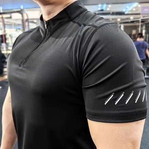 เสื้อกีฬามีซิปสำหรับผู้ชายเสื้อยืดรัดรูปแห้งเร็วเสื้อเข้ารูปเข้ารูปเข้ารูปเสื้อ1/4เข้ารูปพิมพ์โลโก้ได้ตามต้องการ - Product Image 5