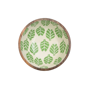 AK ชามเสิร์ฟทำจากไม้ทรงกลมพิมพ์ลายใบไม้ทองเหลืองหลากสีสำหรับตกแต่งโต๊ะและห้องครัว - Product Image 2