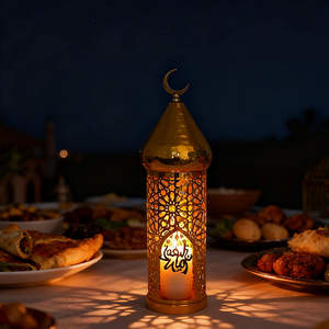 Belle lanterne marocaine en métal durable, décoration de Ramadan, lumière de fête musulmane pour les célébrations à domicile, les fêtes - Product Image 6