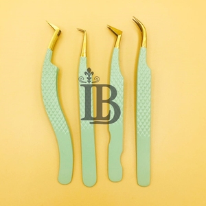 Pinces à cils de haute qualité, pinces à extensions de cils en vison, acier inoxydable, logo personnalisé, offre de pointe fine, poignée lisse, pointe dorée - Product Image 1