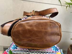 Mochila de cuero Jacquard hecha a mano de cuero auténtico mochila de usos múltiples al por mayor producto a granel - Product Image 4