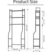 Étagère de rangement à trois niveaux au-dessus des toilettes, en acier inoxydable, étanche, autoportante, gain de place, pour salle de bain et autres utilisations