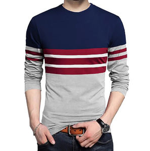 Camiseta de Manga Larga para Hombre, 100% Algodón, Diseño Personalizado de Primera Calidad, Transpirable, Estilo Urbano, Cuello Estampado, 180g BD - Product Image 1