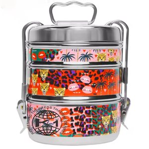 กล่องอาหารกลางวันเหล็ก3ชั้นกล่องใส่อาหารหลากสีพิมพ์ลายทันสมัยดีไซน์ใหม่ล่าสุด - Product Image 1