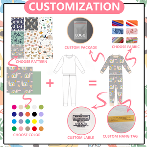 Ensembles de vêtements pour bébé personnalisés OEM 2 pièces en Spandex / Fibre de bambou, imprimé escargot, arc-en-ciel, étoile, nuage, logo personnalisé, vêtements de nuit unisexes - Product Image 3