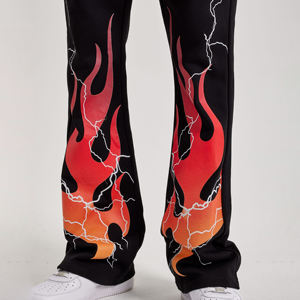 Pantalons de survêtement décontractés surdimensionnés à pattes évasées en molleton français avec impression de logo personnalisé, molleton empilé, coton léger, séchage rapide - Product Image 4