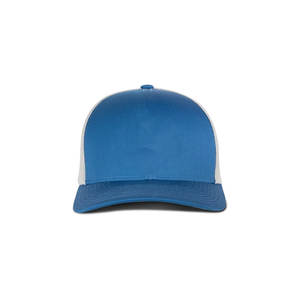 Chapeau de camionneur bleu uni à 5 panneaux en maille respirante avec logo brodé et impression personnalisée de qualité supérieure Casquette de camionneur en mousse réglable - Product Image 1