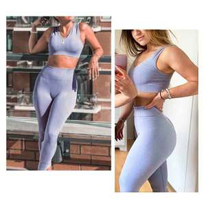Conjunto de Yoga para Mujer, Último Estilo, MOQ Bajo, Venta Directa de Fábrica, Alta Calidad, Logotipo Frontal Sólido, 2 Piezas, Transpirable - Product Image 5