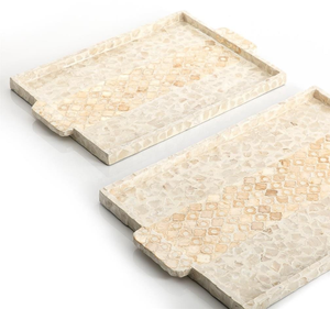 Bandeja decorativa hecha a mano con incrustaciones de perlas naturales para madre, bandeja de servicio hecha a mano, el más vendido en Vietnam - Product Image 1