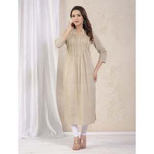Kurti droit imprimé vert crème Butti, style pakistanais, robe indienne en Georgette Reyon pour Salwar/Suit Anarkali - Product Image 3