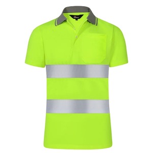 Camisas de alta visibilidad para el trabajo de manga corta transpirable dos tonos ropa de trabajo Polo uniforme reflectante camiseta para hombres construcción - Product Image 1