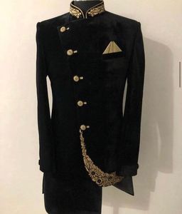 BEAUTIFUL GOLD ZARI EMBROIDERY on BLACK SHERWANI WITH <b>PANT</b> DRESS & ALSO MATCHING SHOE WITH DRESS for PARTY-WEAR/WEDDING@ 2023 - Product Image 1