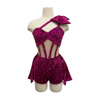 Justaucorps de danse une pièce pour femme Majorette rose à sequins, découpes en maille, couleur personnalisable, léger, pour performance