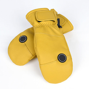 Gants de ski en cuir fabriqués en usine avec un design thermique/isolant et imperméable, doigts complets pour le snowboard d'hiver - Product Image 2