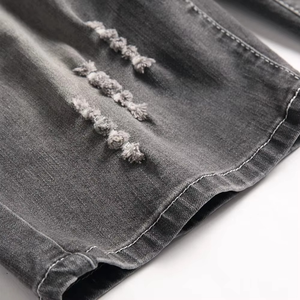 กางเกงขาสั้นผ้ายีนส์ระบายอากาศมีซิปด้านหน้าและด้านหลังแบบลำลองชุดฤดูร้อนบินโลโก้ของคุณเอง - Product Image 4