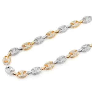 Antiguo Mariner Link Hip Hop collar de cadena 10K Oro dos tonos Moissanite boda Iced cadena cubana mujer chapado en oro 24 pulgadas - Product Image 1