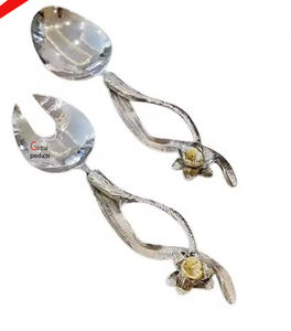 Cubiertos de diseño de acero inoxidable de aspecto único con mango dorado para restaurante y bar de hotel - Product Image 2