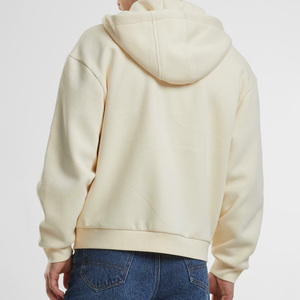 Sweat à capuche zippé en molleton de coton crème pour <span class=keywords><strong>homme</strong></span>, coupe classique, couleur unie, avec poches avant – Collection <span class=keywords><strong>Homme</strong></span> : Sweats à capuche et sweats - Product Image 2