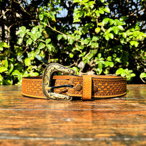 Ceinture de compétition classique de luxe unisexe en cuir pleine fleur de vache, style western ranching, avec boucle amovible en alliage de zinc en forme de couronne - Product Image 2