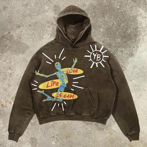 Logotipo personalizado de alta calidad pulóver 350gsm Sudadera con capucha de gran tamaño en blanco Unisex Rojo Peso pesado para hombre Sudaderas con capucha de color sólido - Product Image 3