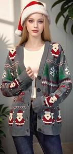 Cardigans en tricot pour femmes très vendus, pulls d'hiver en stock, pulls avec motif de Noël de dessin animé en gros - Product Image 2