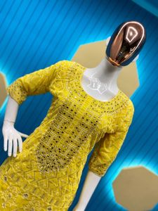 Traditional Indian Designer Ethnic Wardrobe <b>Kurtis</b> Pant With Dupatta Set Latest Collection Mirror Work for Womens and Girls - Product Image 2