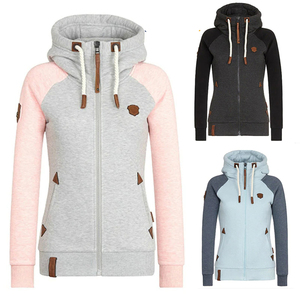 Customized Design Women's Hooded Zipper Knitted <b>Hoodies</b>-<b>Polyester</b>/Cotton Blend Breathable Quick Dry Eco-Friendly OEM Custom - Product Image 1