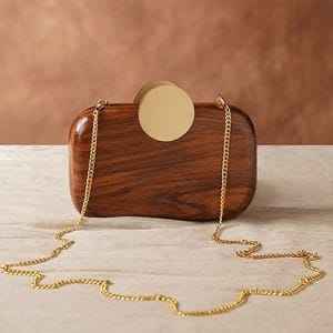 Trendy Women's Geometric Wooden <b>Clutch</b> <b>Bag</b> with Perspex <b>Box</b> - Product Image 5