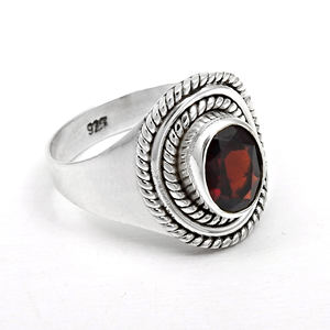 Luxury Solid 925 Sterling Silver Natural Red Garnet Gemstone Handmade <b>Rings</b> Fine Jewelry Sterling Silver 925 Stamped <b>Rings</b> OEM - Product Image 2