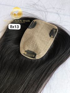 100% Ventas al por mayor indias de alta calidad Raw Sin procesar Indian Temple Virgin 6 ''8x13 Straight Women Topper Extension's Indian Vendor - Product Image 4