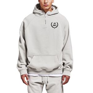 Unisex 450GSM Fleece 1/4 Zip Hoodie Oversized Vintage Boxy Streetwear personalizado bordado peso pesado para invierno a granel hombres Hoodie - Product Image 1