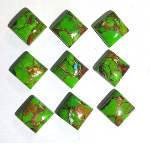 ทองแดงสีเขียวธรรมชาติเทอร์ควอยซ์ทรงสี่เหลี่ยม Flatback Cabochon เครื่องประดับอัญมณีทํา Mohave เทอร์ควอยซ์แหวนสร้อยข้อมือ Birthstone - Product Image 4