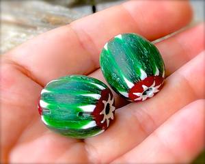 Cuentas de cristal de Murano mate de seis capas de alta calidad, diseño de Chevron de sandía grande, suministro al por mayor a granel para joyería - Product Image 4